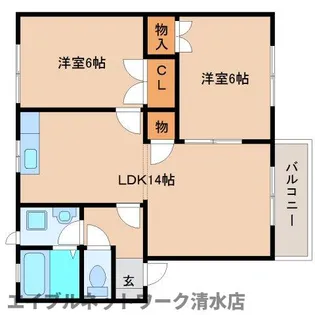 静岡県静岡市清水区下野西【アパート】の間取り