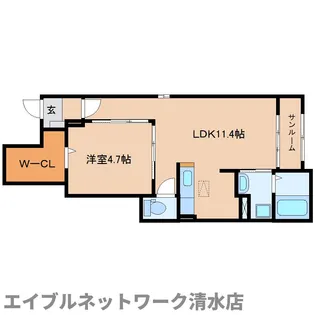 静岡県静岡市清水区下野西【アパート】の間取り