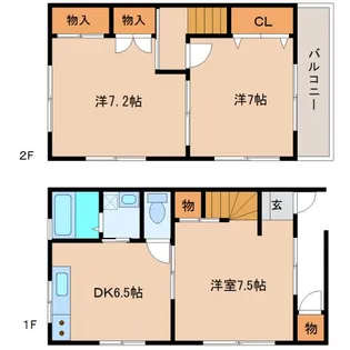 静岡県静岡市清水区下野緑町【テラスハウス】の間取り
