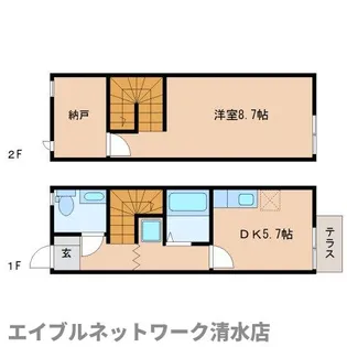 静岡県静岡市清水区西久保【テラスハウス】の間取り