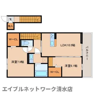 静岡県静岡市清水区能島【アパート】の間取り