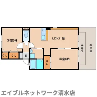 静岡県静岡市清水区蜂ヶ谷【アパート】の間取り