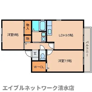 静岡県静岡市清水区蜂ヶ谷【アパート】の間取り