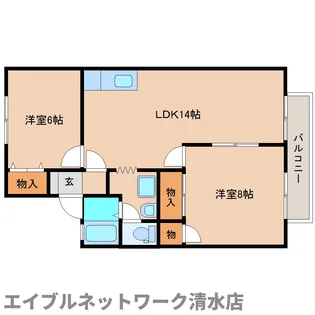 静岡県静岡市清水区平川地【アパート】の間取り