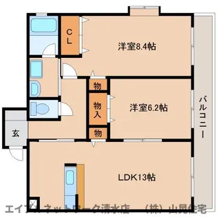 静岡県静岡市清水区船越1丁目【マンション】の間取り