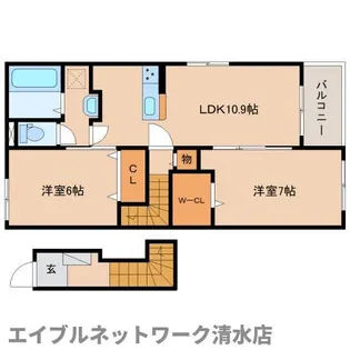 静岡県静岡市清水区三保【アパート】の間取り
