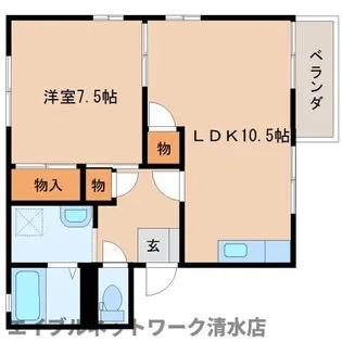 静岡県静岡市清水区蒲原【アパート】の間取り