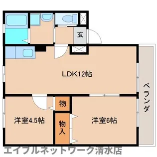 静岡県静岡市清水区由比【アパート】の間取り