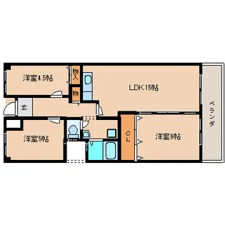 奈良県奈良市西登美ヶ丘2丁目【マンション】の間取り