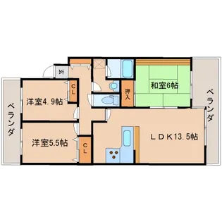 奈良県奈良市富雄元町1丁目【マンション】の間取り