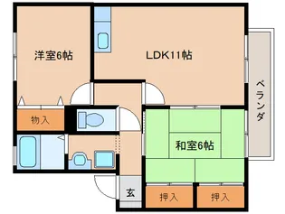 サニーハイツ学園中【102号室】の間取り