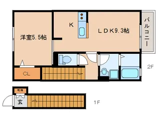 奈良県大和郡山市北郡山町【アパート】の間取り