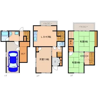 奈良県奈良市帝塚山6丁目【テラスハウス】の間取り