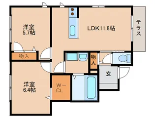 アシスト木津 A棟【103号室】の間取り