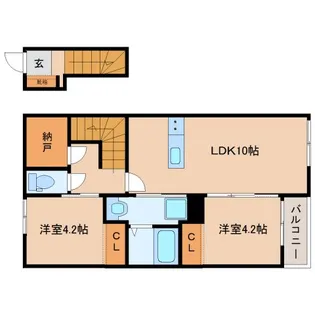 奈良県生駒郡三郷町立野北1丁目【アパート】の間取り