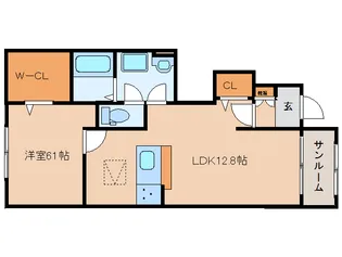 クレメント木津八ヶ坪B【1階】の間取り