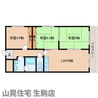 奈良県生駒市東生駒1丁目【マンション】の間取り