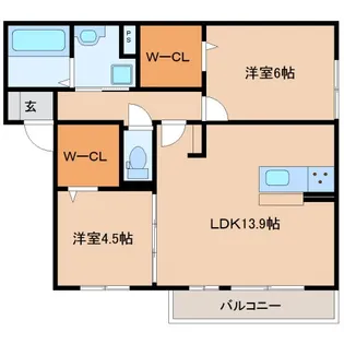 奈良県桜井市大字三輪【アパート】の間取り