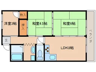 奈良県天理市川原城町【マンション】の間取り