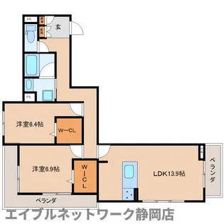 静岡県静岡市葵区安東2丁目【マンション】の間取り