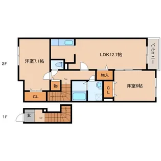奈良県宇陀市榛原高萩台【アパート】の間取り