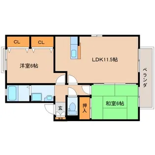 奈良県奈良市西九条町3丁目【アパート】の間取り