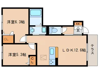カーサレジオA【1階】の間取り
