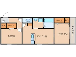 ビギーウエスト【302号室】の間取り