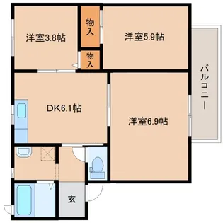ディアコートA棟【205号室】の間取り