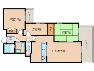 奈良県奈良市あやめ池南6丁目【マンション】の間取り