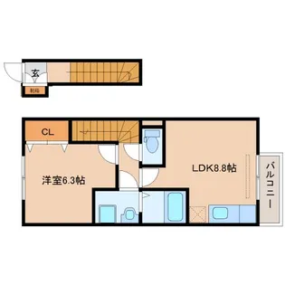 奈良県奈良市大安寺1丁目【アパート】の間取り