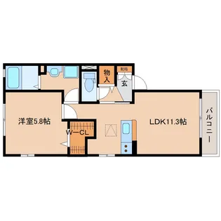 奈良県奈良市法蓮町【アパート】の間取り