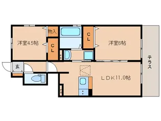 ルーナ・クレシェンテB棟【1階】の間取り