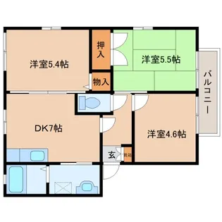 奈良県奈良市四条大路1丁目【アパート】の間取り