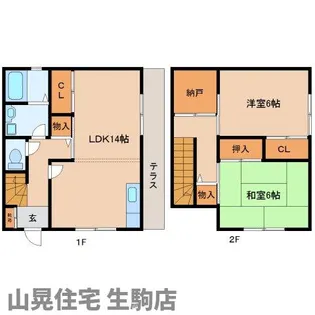 奈良県生駒市壱分町【テラスハウス】の間取り
