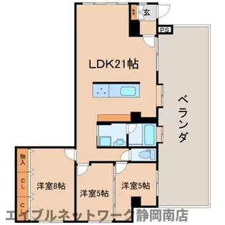 アヴニール登呂【4D号室】の間取り