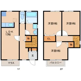 奈良県奈良市西大寺竜王町1丁目【テラスハウス】の間取り
