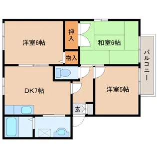 奈良県奈良市四条大路1丁目【アパート】の間取り