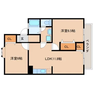 奈良県奈良市学園中3丁目【アパート】の間取り
