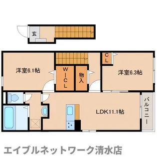 静岡県静岡市清水区三保【アパート】の間取り
