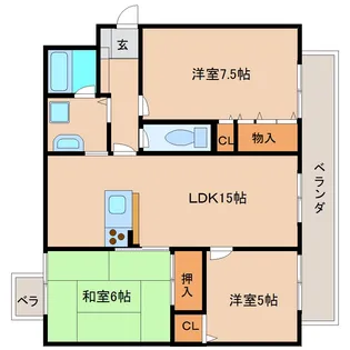 奈良県奈良市学園赤松町【マンション】の間取り