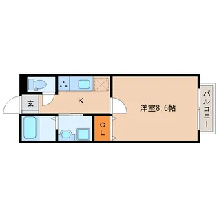 奈良県大和郡山市城南町【アパート】の間取り