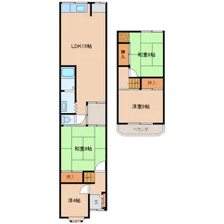奈良県北葛城郡王寺町舟戸1丁目【テラスハウス】の間取り