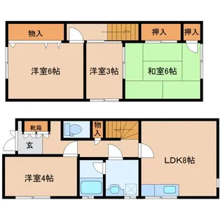 奈良県奈良市東九条町【テラスハウス】の間取り