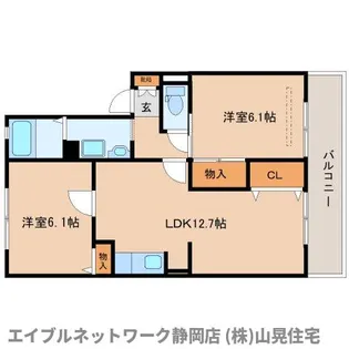 静岡県静岡市駿河区向敷地3丁目【アパート】の間取り