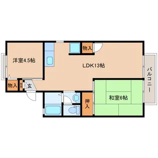 奈良県北葛城郡河合町大字大輪田【アパート】の間取り