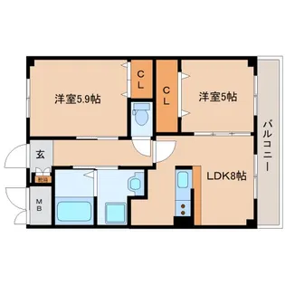 奈良県奈良市東紀寺町2丁目【マンション】の間取り