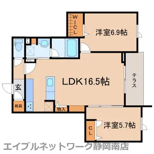 アステリアガーデン静岡【105号室】の間取り