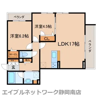 アステリアガーデン静岡【206号室】の間取り