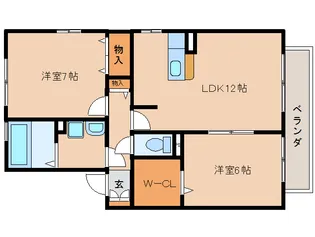 奈良県奈良市大安寺町【アパート】の間取り
